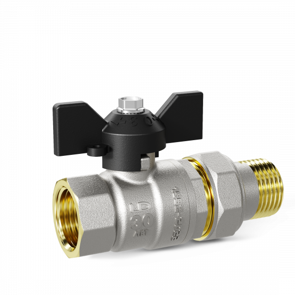 Кран шаровый с накидной гайкой Ду 20 Ру 40 вн/нар бабочка LD Pride (red)